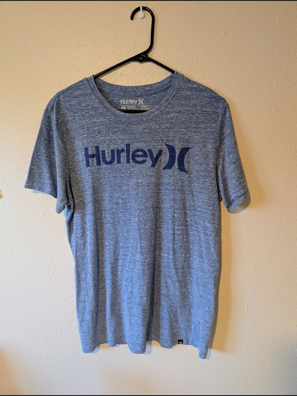 Hurley Men's Heathered Blue Logo Short Sleeve Tee
